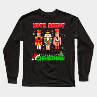 Retro Groovy Christmas 2023 Nuts About Christmas Nutcracker Long Sleeve T-Shirt